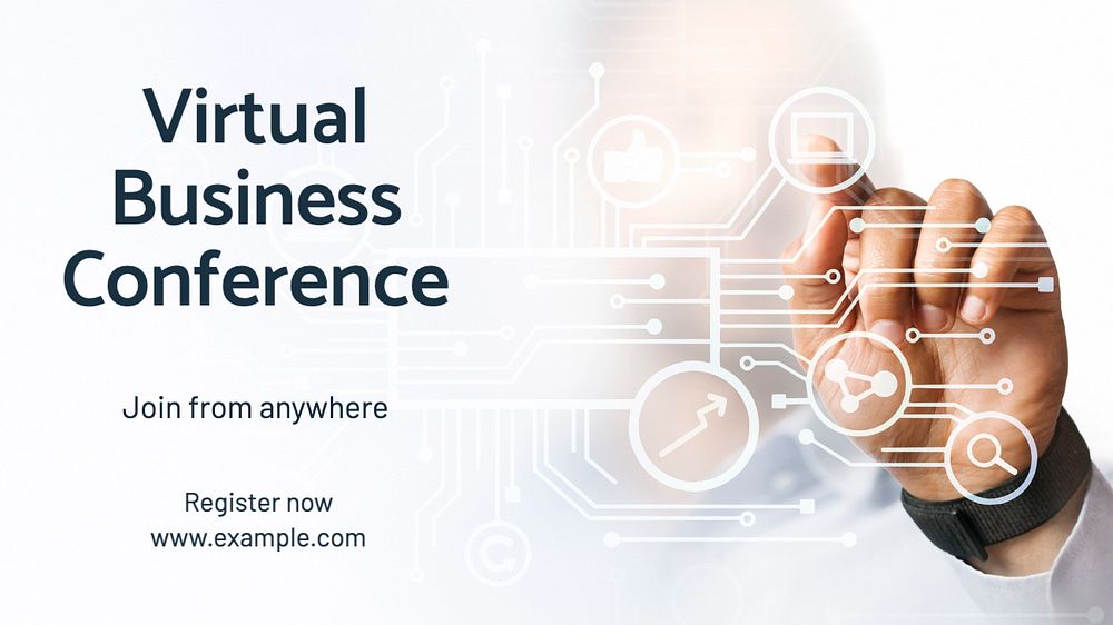 Virtual business conference blog banner template, editable text