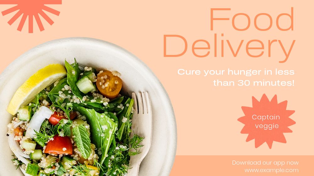 Food delivery  blog banner template, editable text