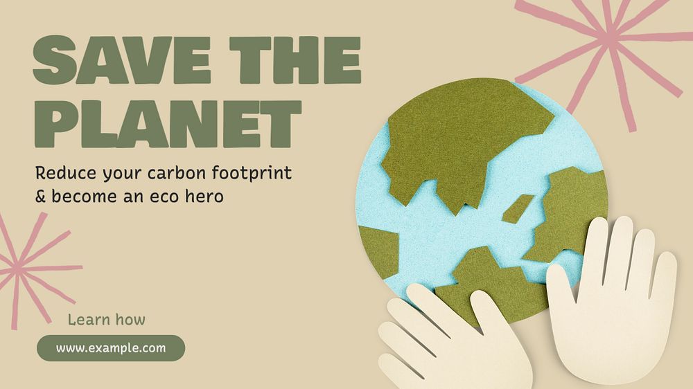 Save the planet  blog banner template, editable text