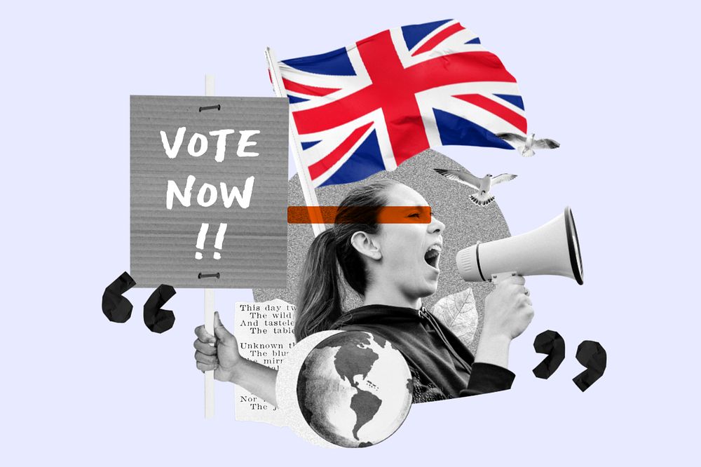 Vote now, UK election campaign remix, editable design