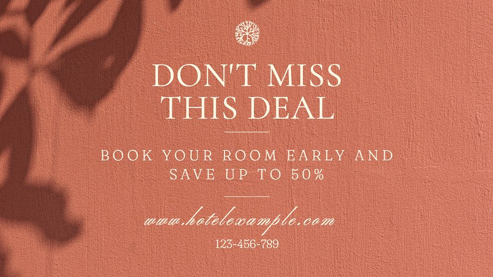 Hotel deals blog banner template, editable text