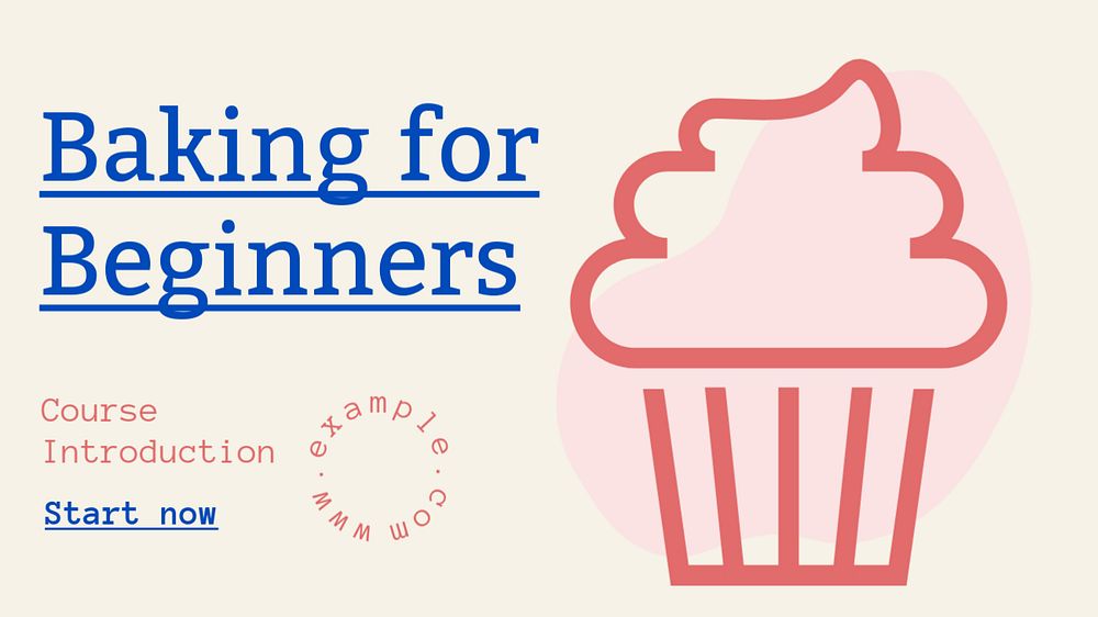 Baking for beginners  blog banner template, editable text