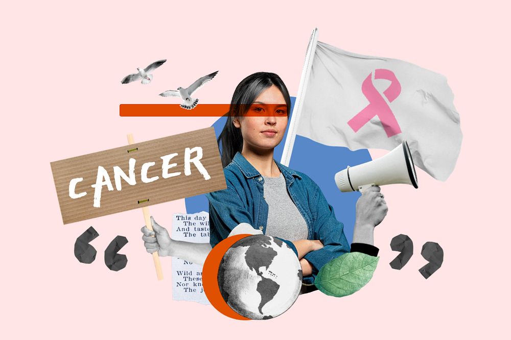 Cancer word, women's health protest remix, editable design