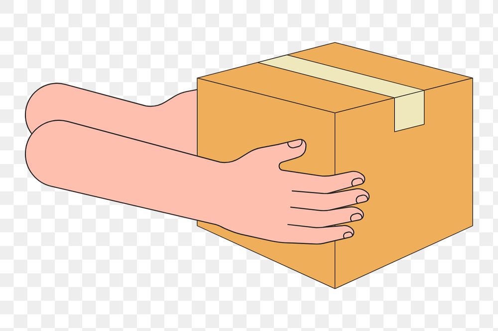 Parcel delivery, hands holding box illustration, editable design