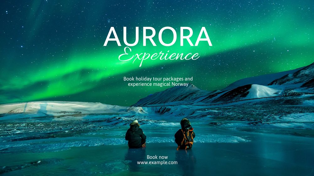 Aurora tour package  blog banner template, editable text