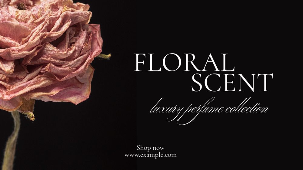 Floral perfume  blog banner template, editable text