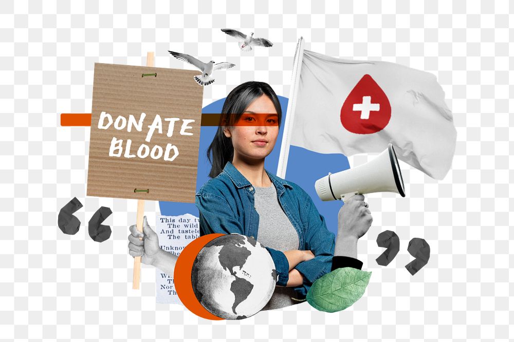 Donate blood word, charity campaign remix, editable design