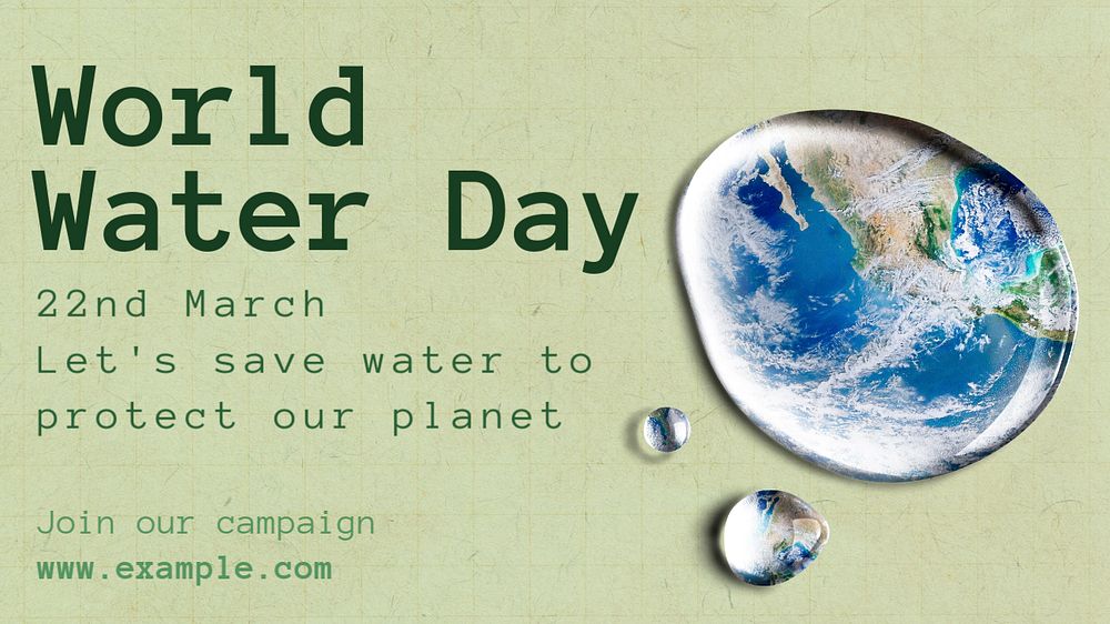 World water day  blog banner template, editable text