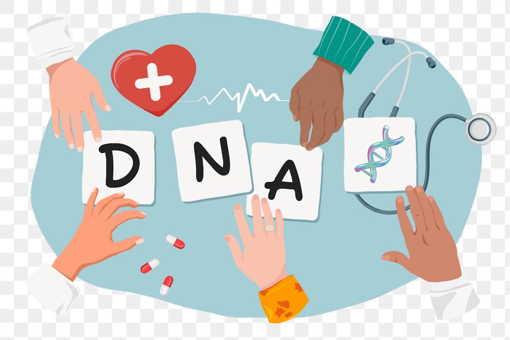 DNA diverse hands png, health & wellness editable remix