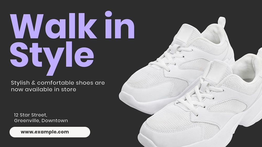 Walking shoes  blog banner template, editable text