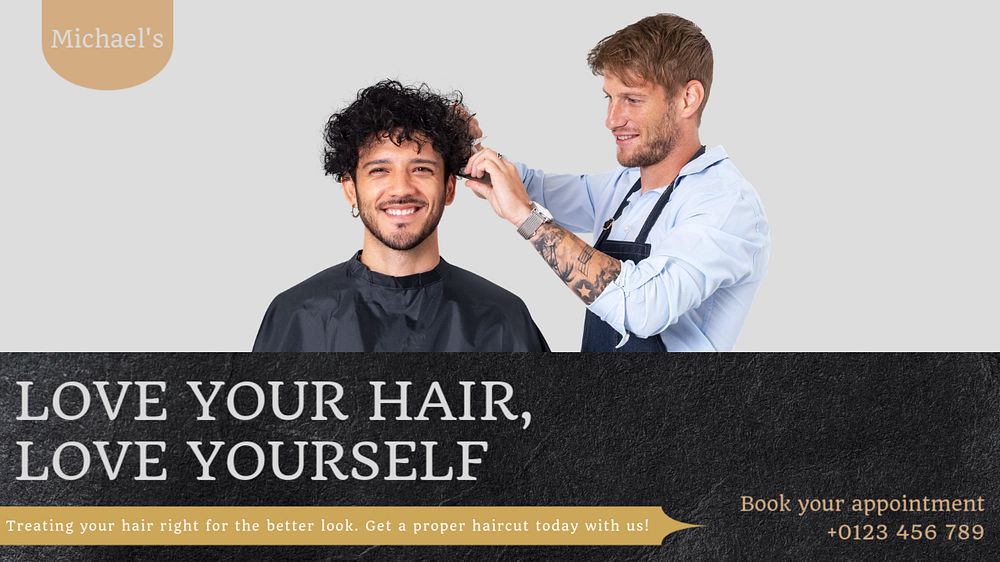 Barber shop  blog banner template, editable text