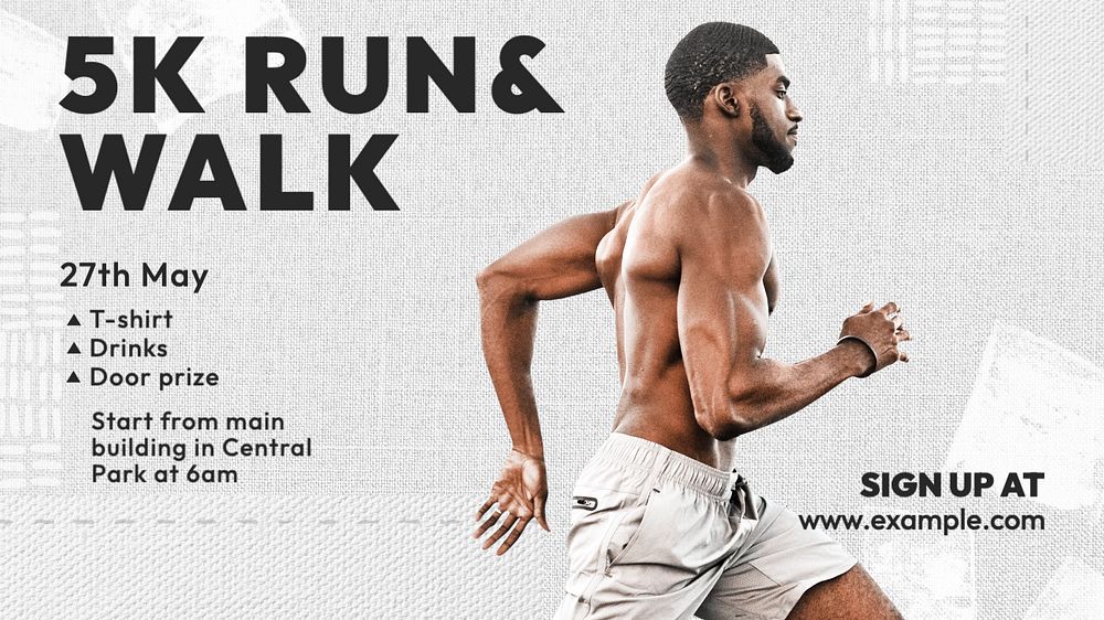 Running event  blog banner template, editable text