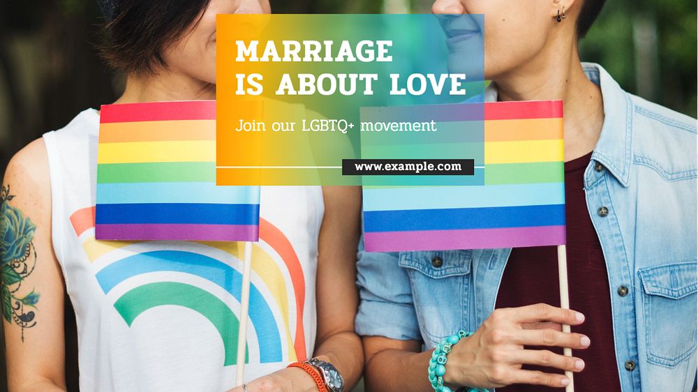 Gay marriage  blog banner template, editable text