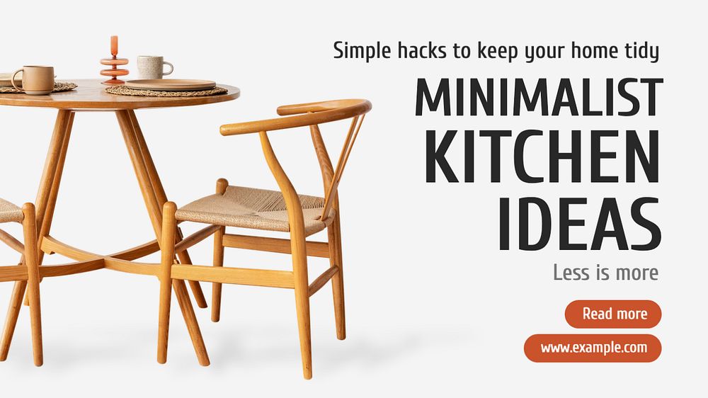 Kitchen interior blog banner template, editable text