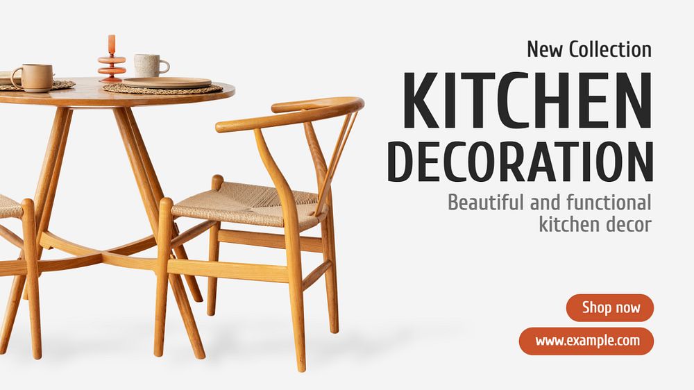 Kitchen decoration blog banner template, editable text