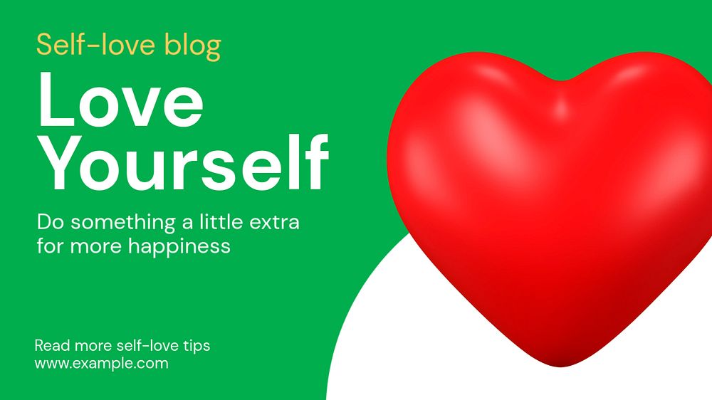 Love yourself blog banner template, editable text