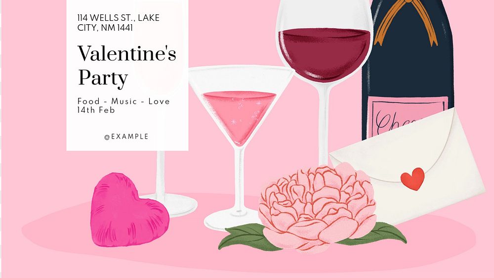 Valentine's party  blog banner template, editable text