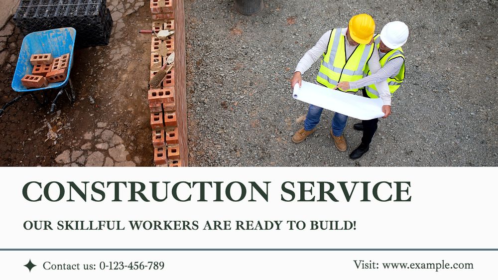 Construction service  blog banner template, editable text