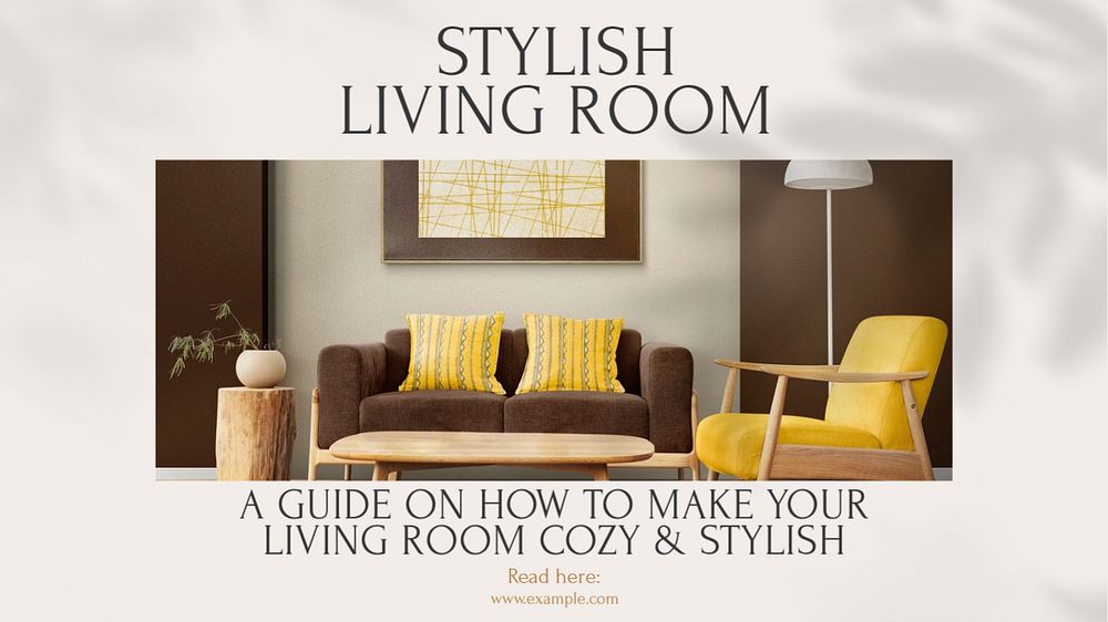 Stylish living room  blog banner template, editable text