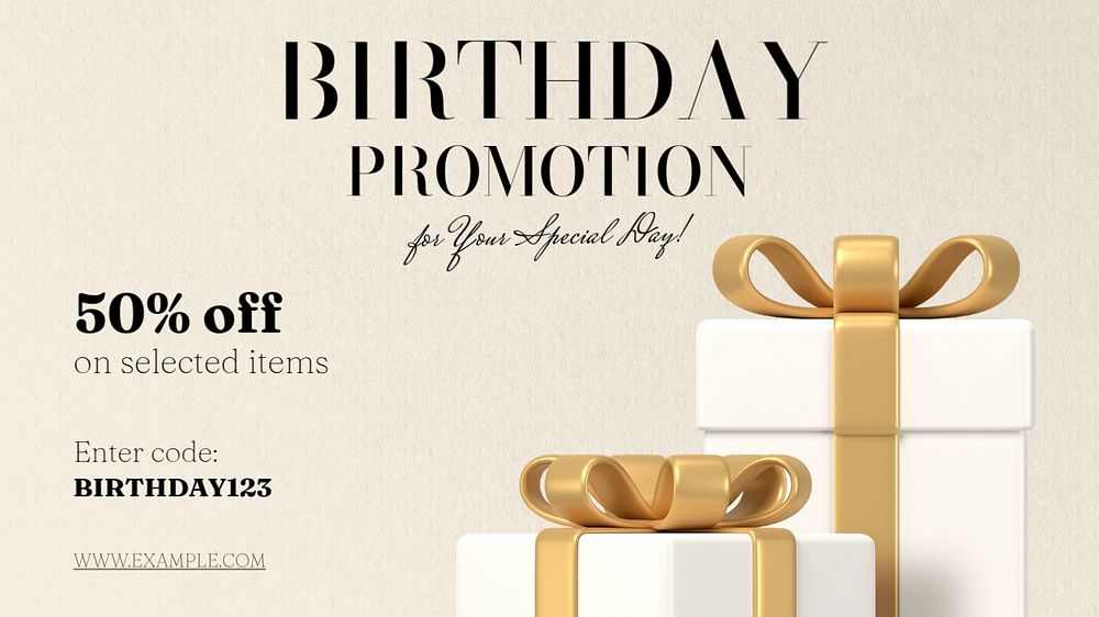 Birthday promotion  blog banner template, editable text