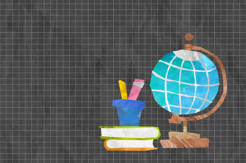 Spinning globe education background, paper craft collage, editable design