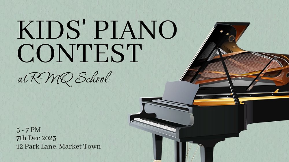 Kids' piano contest blog banner template, editable text