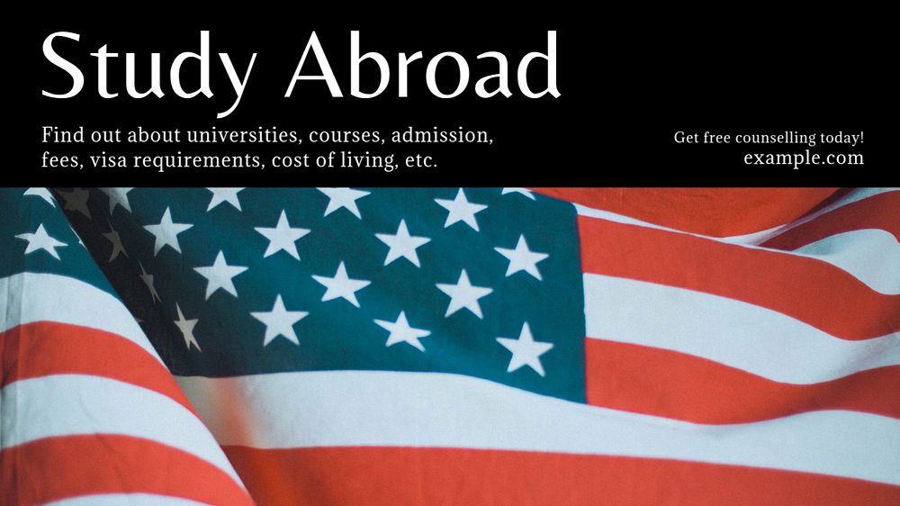 Study abroad counselling  blog banner template, editable text