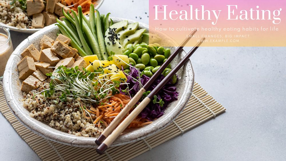 Healthy eating  blog banner template, editable text