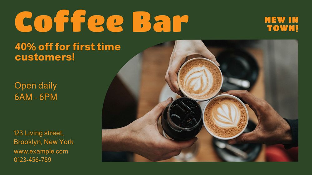 coffee cafe  blog banner template, editable text