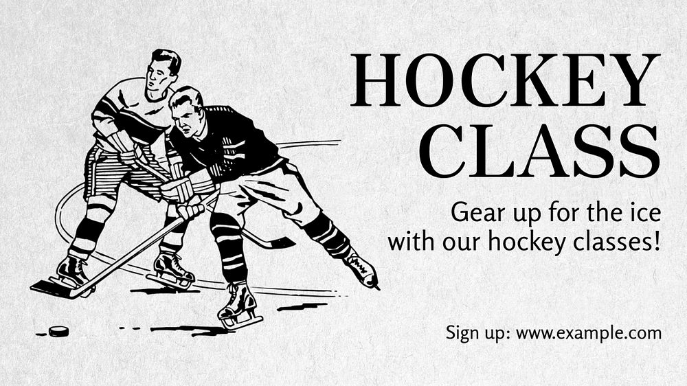 Hockey class blog banner template, editable text