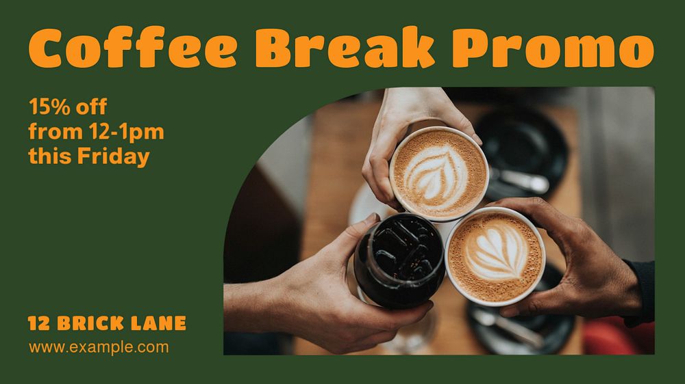 coffee break promotion  blog banner template, editable text