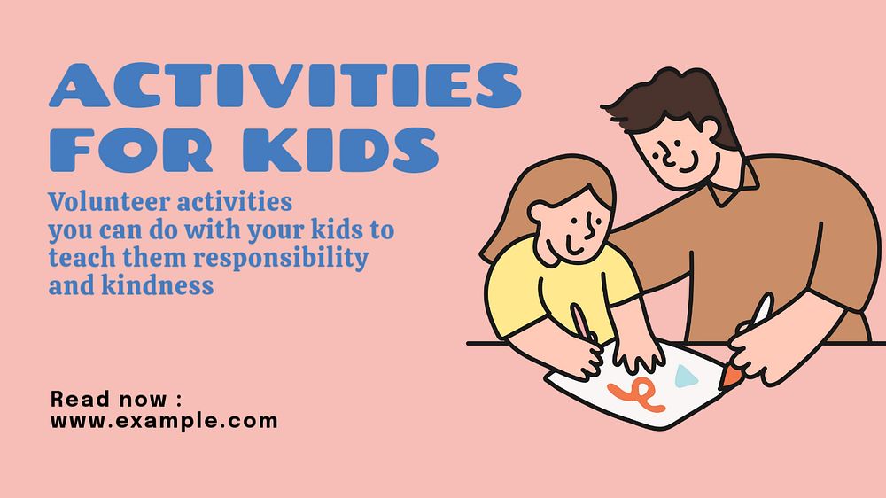 Activities for kids blog banner template, editable text