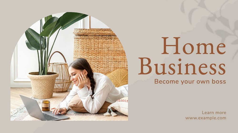 Home business  blog banner template, editable text