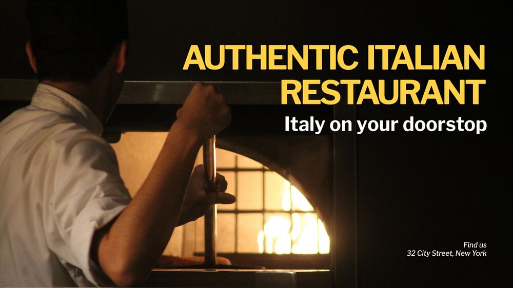 Italian restaurant blog banner template, editable text