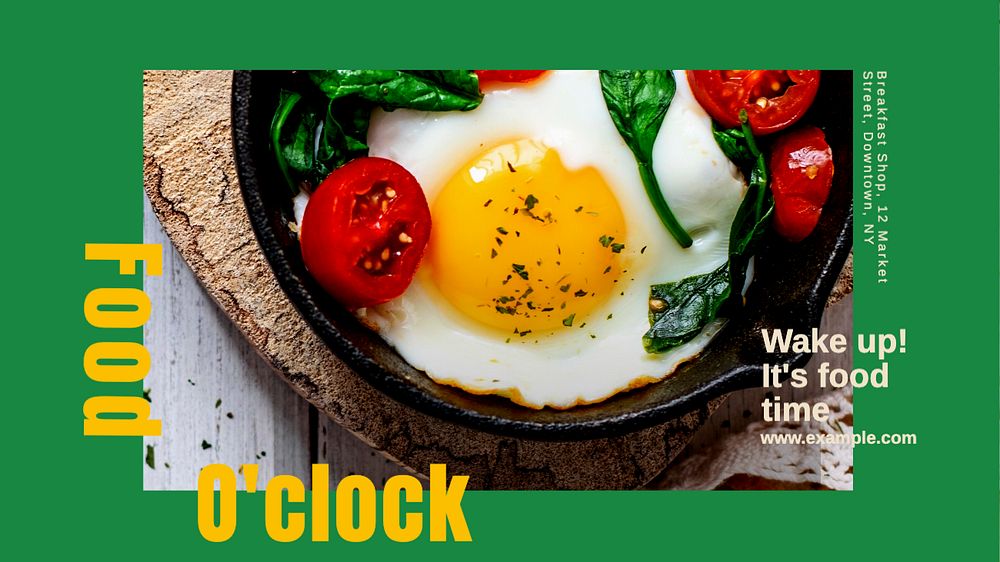 Food & breakfast time blog banner template, editable text