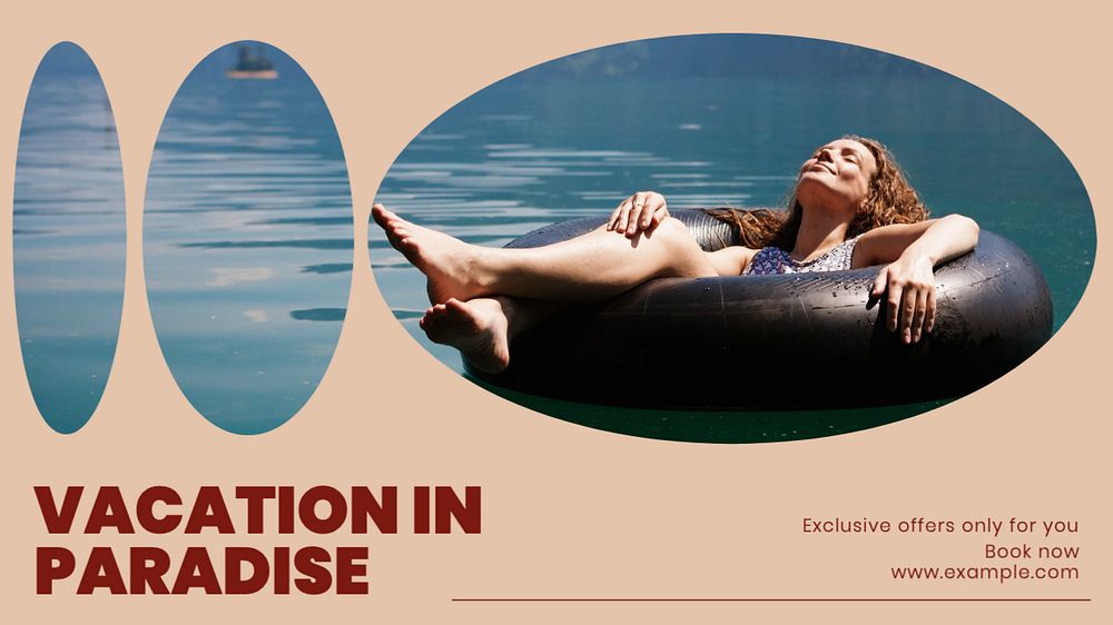 Vacation in paradise blog banner template, editable text