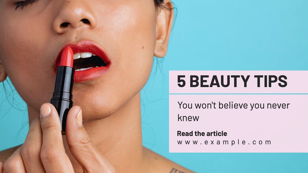 Beauty tips  blog banner template, editable text