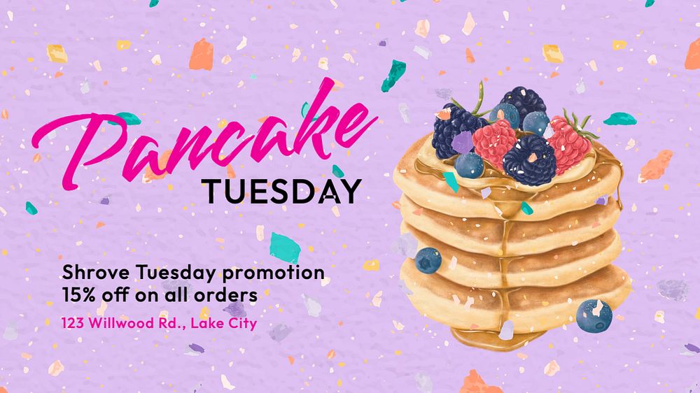 Pancake Tuesday  blog banner template, editable text