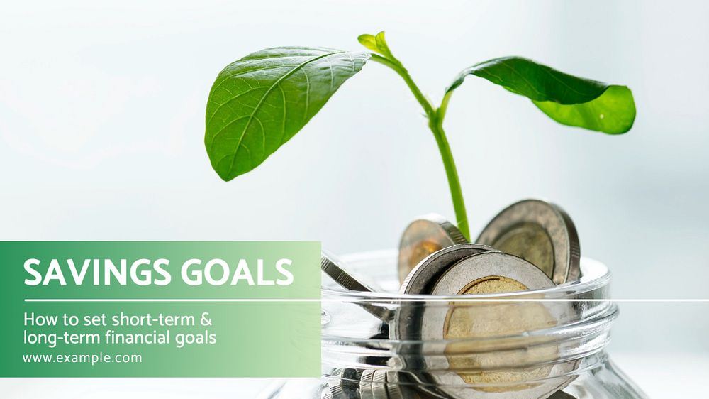 Savings goals  blog banner template, editable text