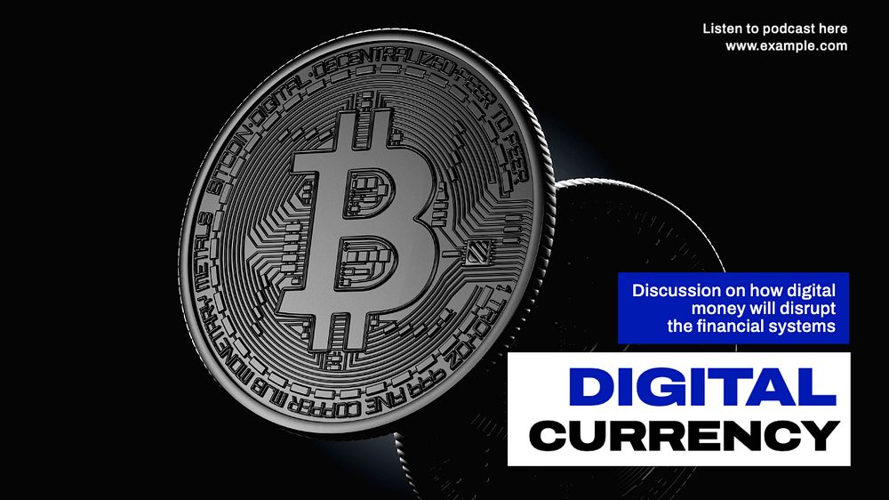 Digital currency  blog banner template, editable text