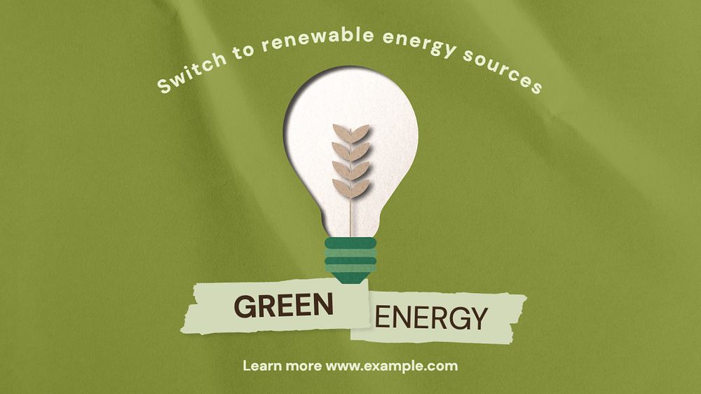 Green energy  blog banner template, editable text