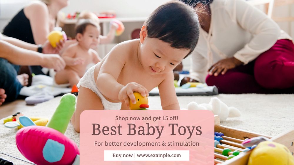 Baby toys  blog banner template, editable text