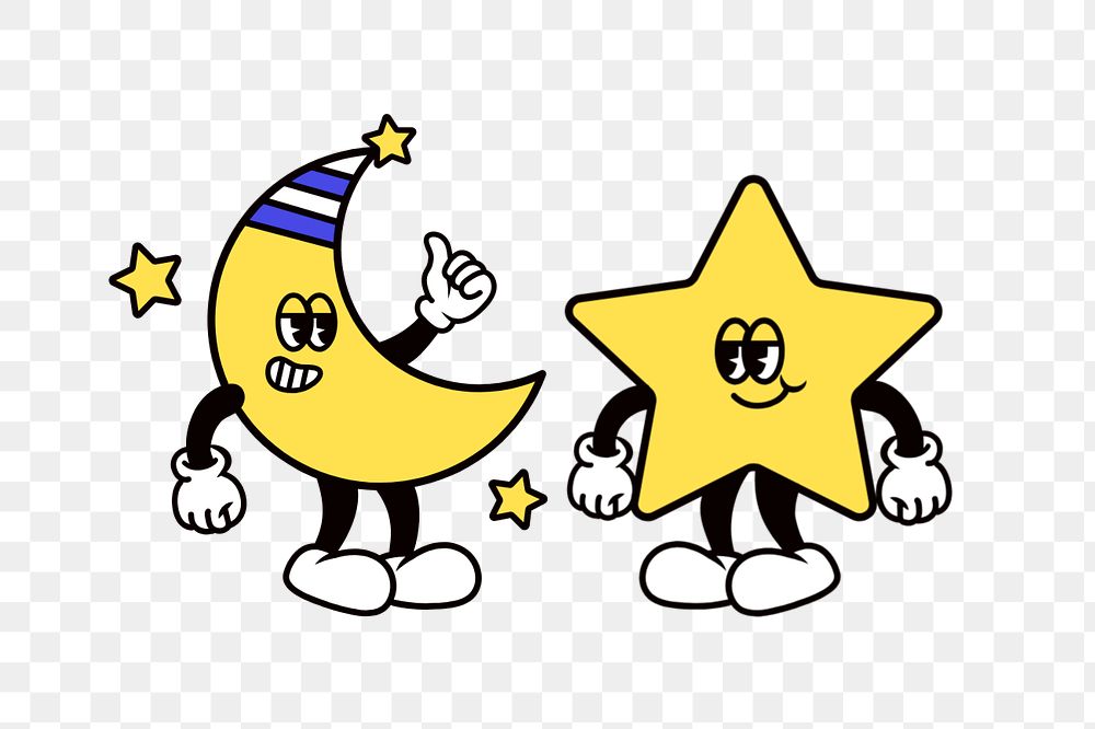 Moon & star cartoon png character illustration, editable design