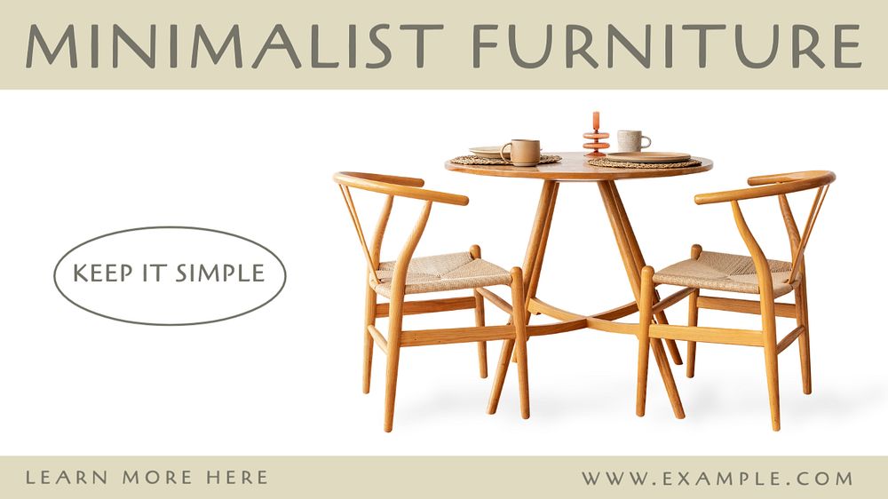 Minimalist furniture  blog banner template, editable text