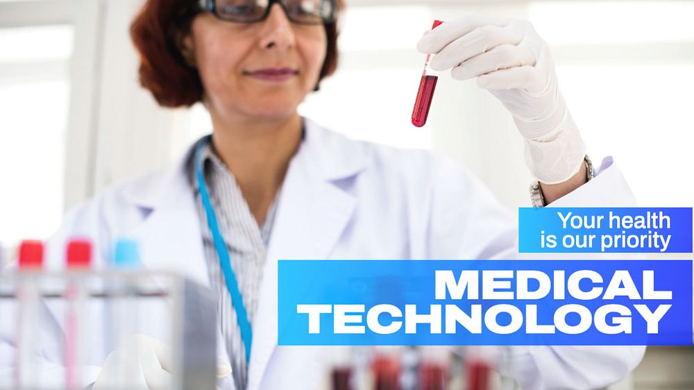 Medical technology  blog banner template, editable text