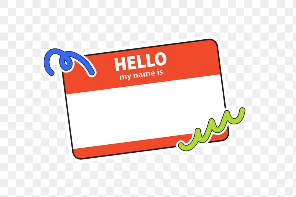 Hello my name is badge png, editable design