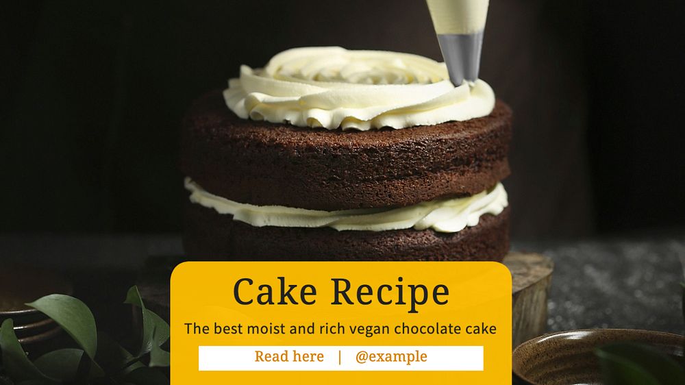 Cake Recipe  blog banner template, editable text