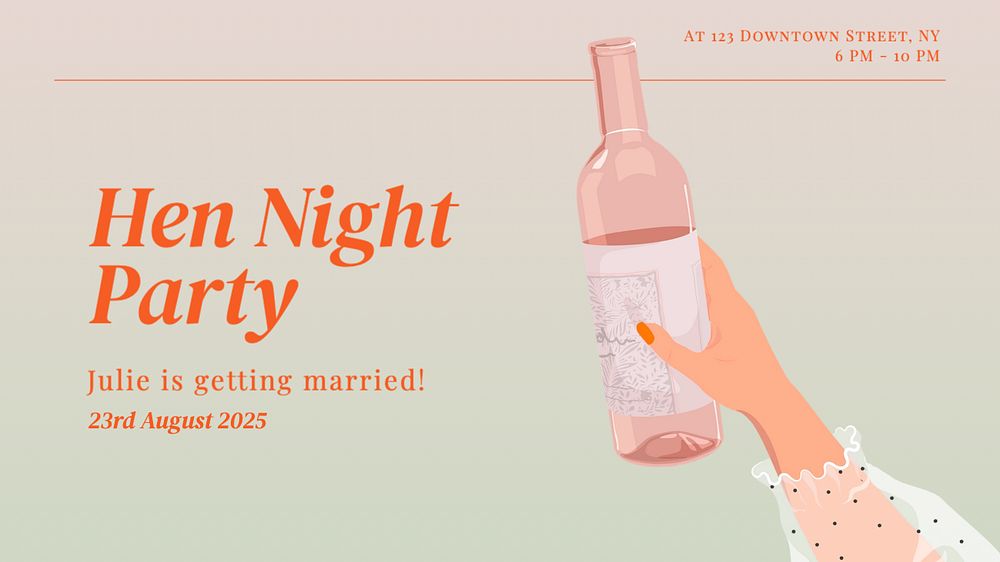 Hen night  blog banner template, editable text