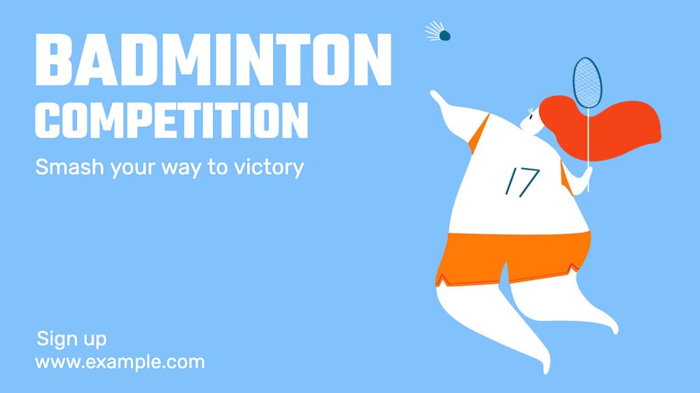 Badminton competition  blog banner template, editable text