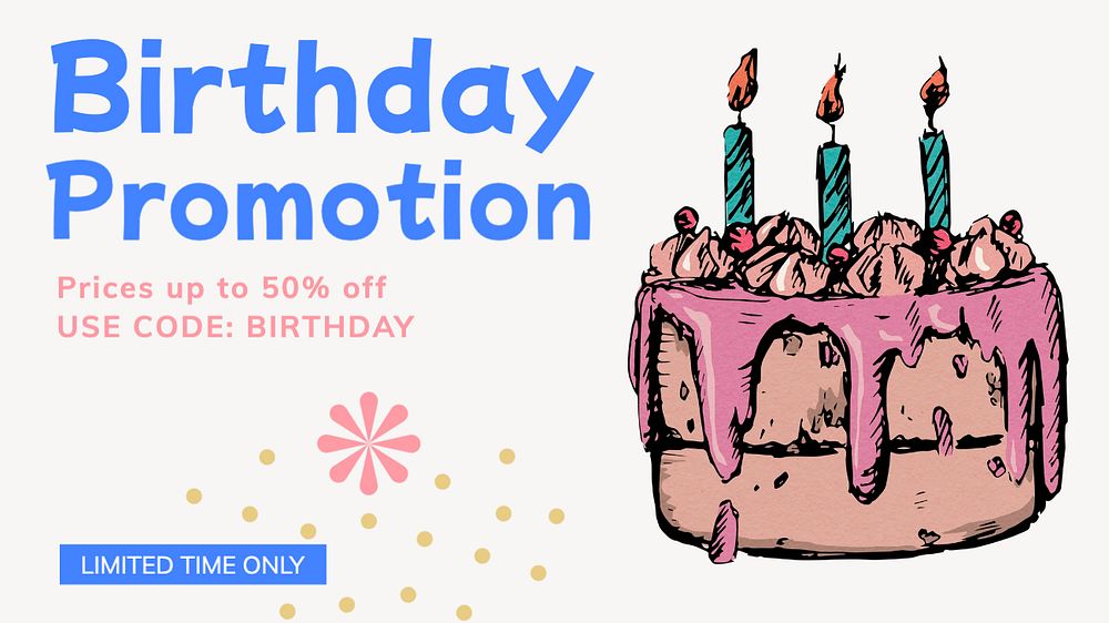 Birthday promotion  blog banner template, editable text